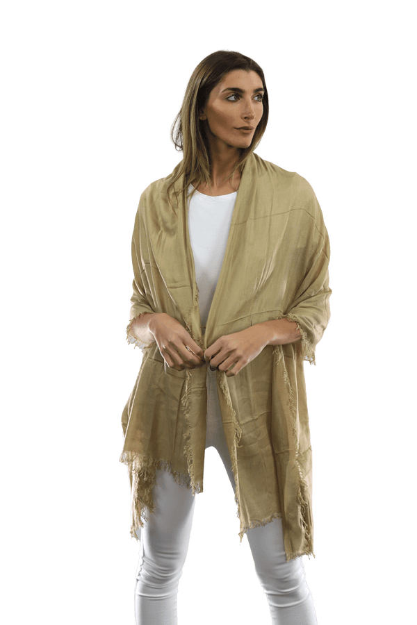 La Fiorentina Fringe Pashmina - Khaki