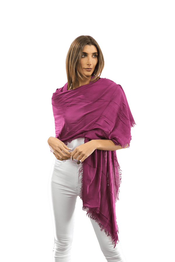 La Fiorentina Fringe Pashmina - Plum Purple