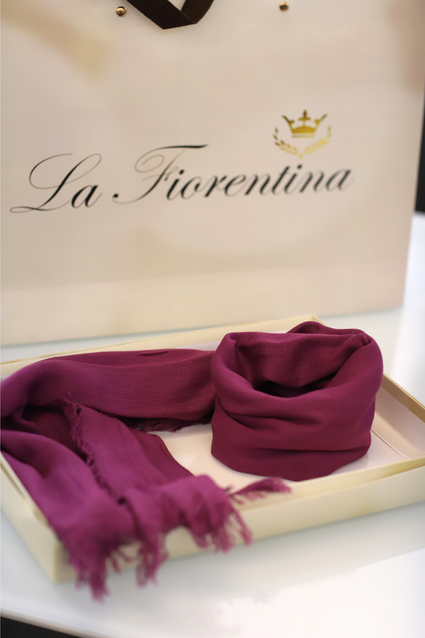la fiorentina Fringe Pashmina - Plum Purple