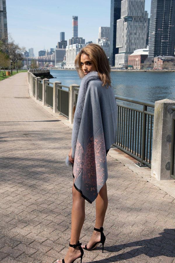 la fiorentina FUR TRIM WRAP- GREY