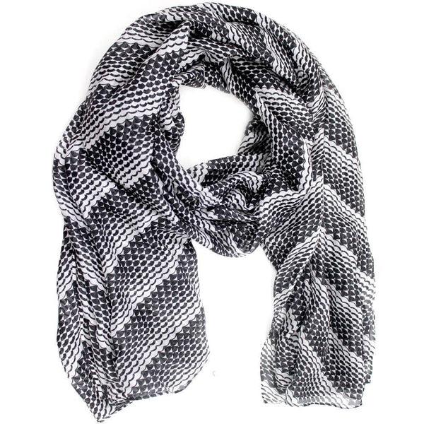 la fiorentina Geometric Dot Silk Scarf-Black & White