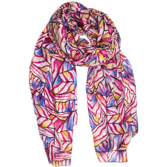 la fiorentina Geometric Leaf Scarf- Pink