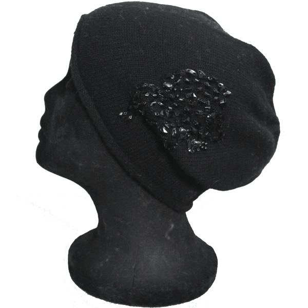 la fiorentina Hat with Jewel Stone Detail-Black