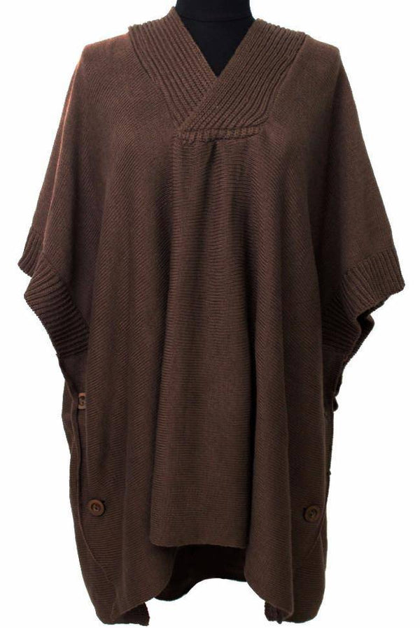 La Fiorentina Hooded Poncho With Button Detail