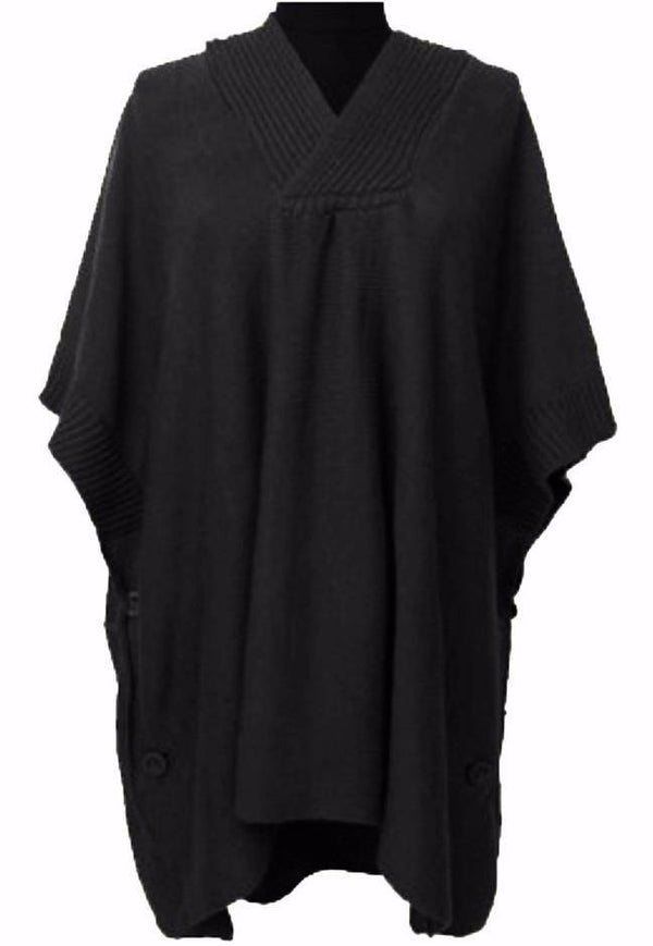 La Fiorentina Hooded Poncho With Button Detail