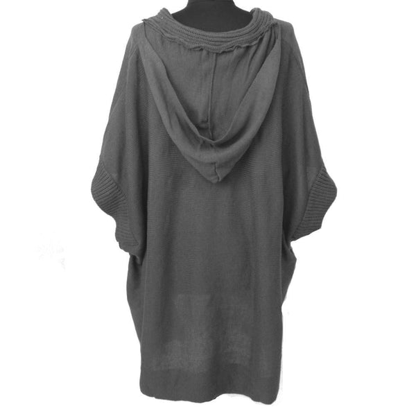 La Fiorentina Hooded Poncho With Button Detail