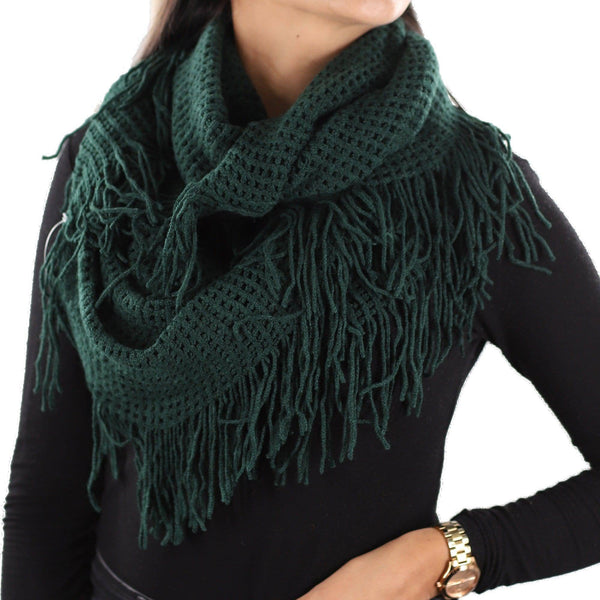 la fiorentina La Fiorentina | Infinity Knitted Fringed Muffler - Forest Emerald
