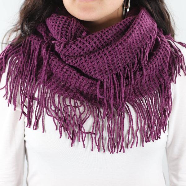 la fiorentina La Fiorentina | Infinity Knitted Fringed Muffler - Purple