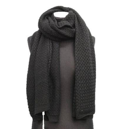 la fiorentina Jacquard Solid Oversized Scarf - Black