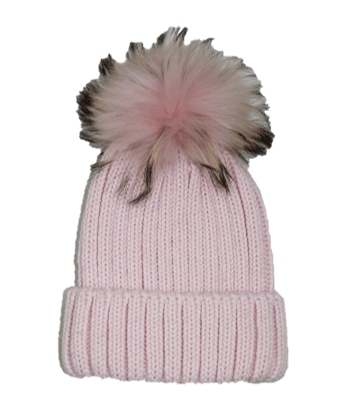 La Fiorentina KNITTED HAT WITH FUR POM - BLACK