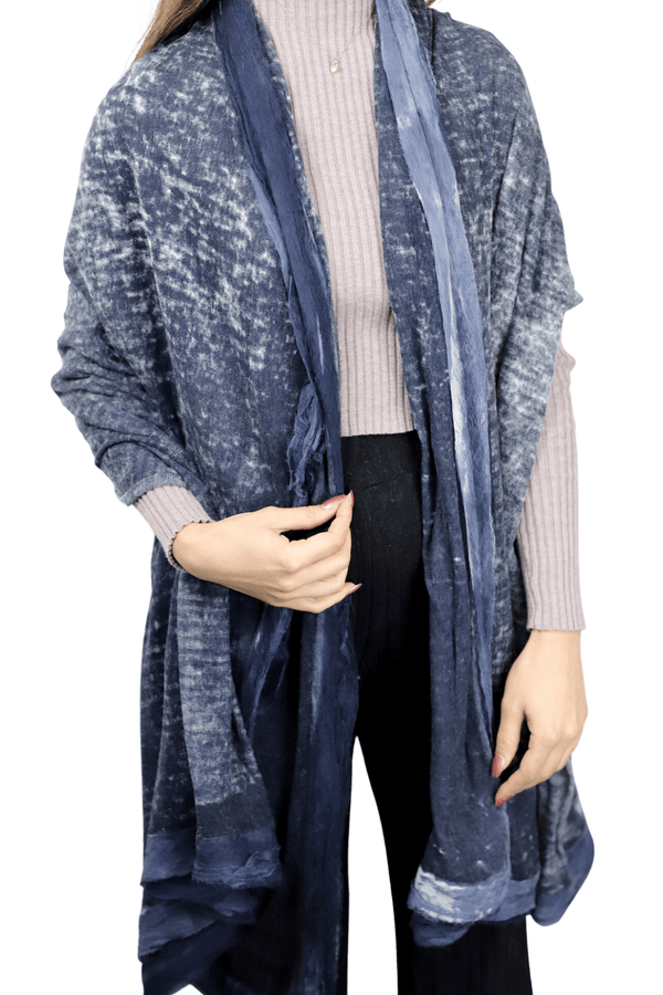 La Fiorentina La Fiorentina Knitted Oversized Cashmere Wrap Shawl With Double Trim-Hand Painted