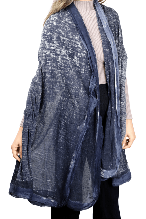 la fiorentina La Fiorentina Knitted Oversized Cashmere Wrap Shawl with Double Trim-Hand Painted