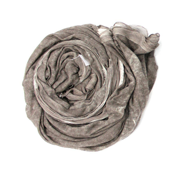 la fiorentina La Fiorentina Knitted Oversized Shawl with Double Trim - Cashmere/Silk Blend - Hand Painted - Taupe