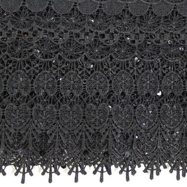 La Fiorentina Lace & Sequin Evening Wrap - Black