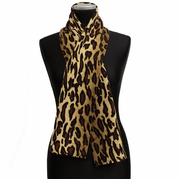 La Fiorentina Leopard Print Glove & Scarf Set-Brown