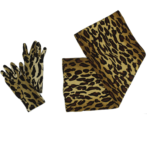 la fiorentina Leopard Print Glove & Scarf Set-Brown