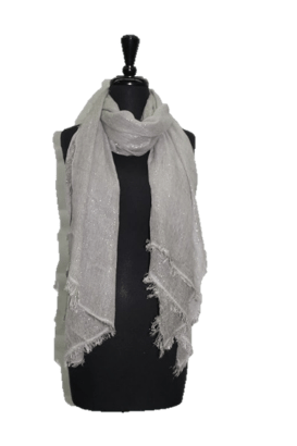 La Fiorentina Lurex Frayed Edge Scarf- Grey