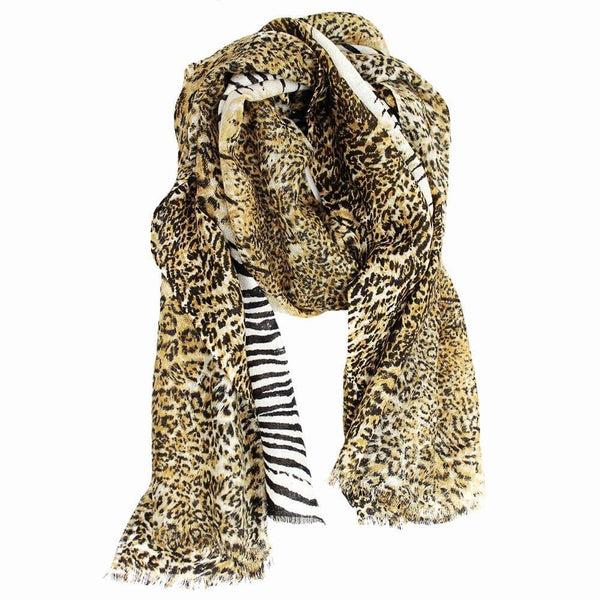 la fiorentina Mixed Animal Print Scarf - Brown Combo