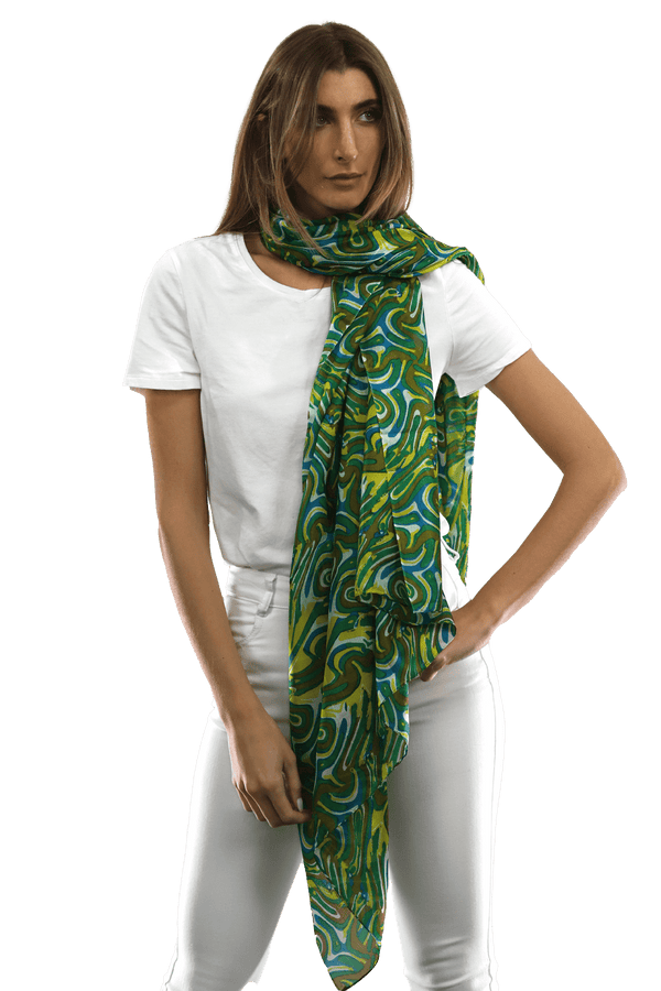 La Fiorentina Multicolor Swirl Scarf - Green