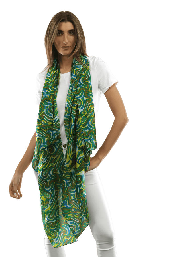 La Fiorentina Multicolor Swirl Scarf - Green