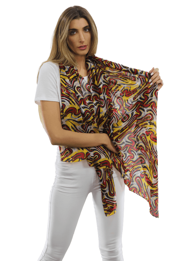 La Fiorentina Multicolor Swirl Scarf - Red