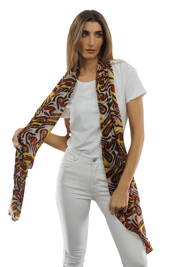 La Fiorentina Multicolor Swirl Scarf - Red