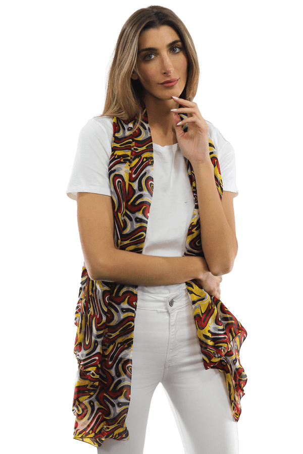 La Fiorentina Multicolor Swirl Scarf - Red