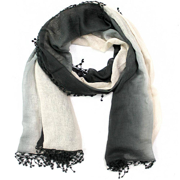 la fiorentina Ombre Fringe Scarf - Charcoal/Oatmeal