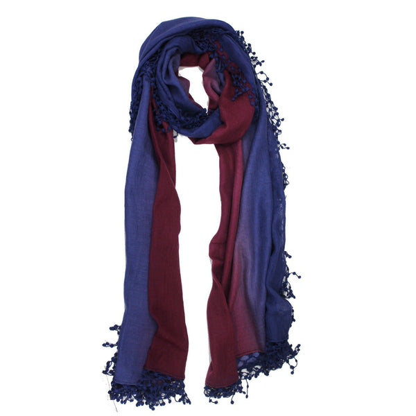 la fiorentina Ombre Fringe Scarf - Deep Blue/Plum