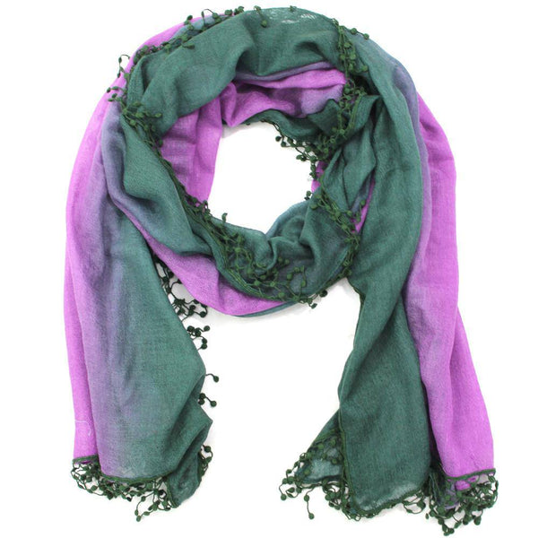 la fiorentina Ombre Fringe Scarf - Green/Pink