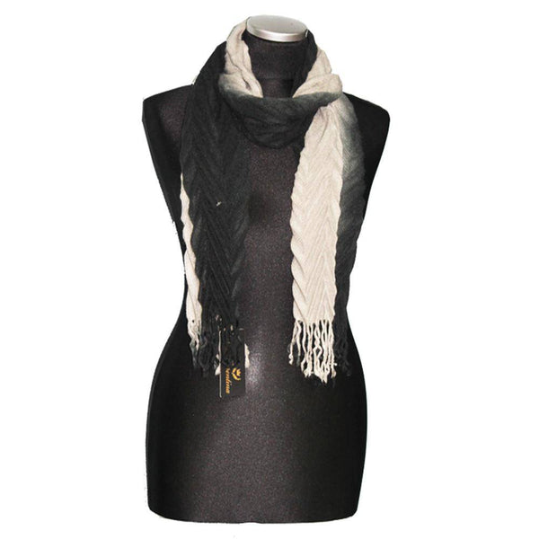 la fiorentina Ombre Pleated Muffler-Black/Grey