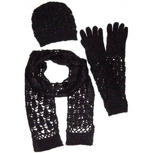 la fiorentina Open Knit Crochet Set - Black