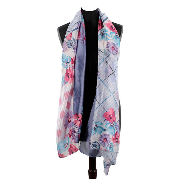 la fiorentina Oversized Floral Printed Scarf - Blue