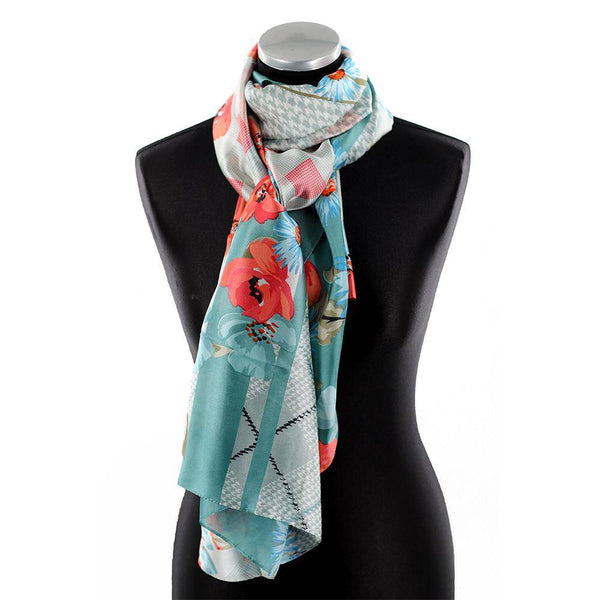 la fiorentina Oversized Floral Printed Scarf - Green