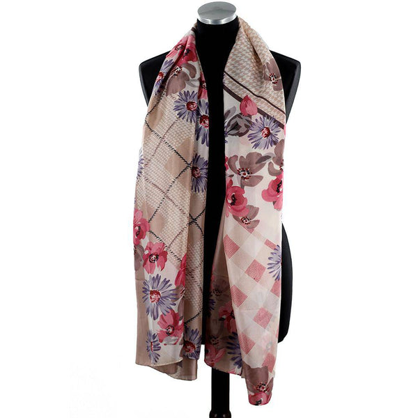 La Fiorentina Oversized Floral Printed Scarf -Pink