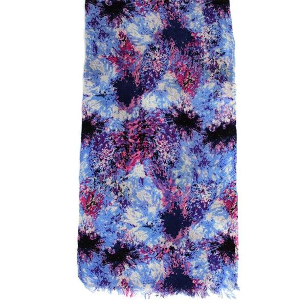 La Fiorentina Paint Print Wool Scarf - Blue
