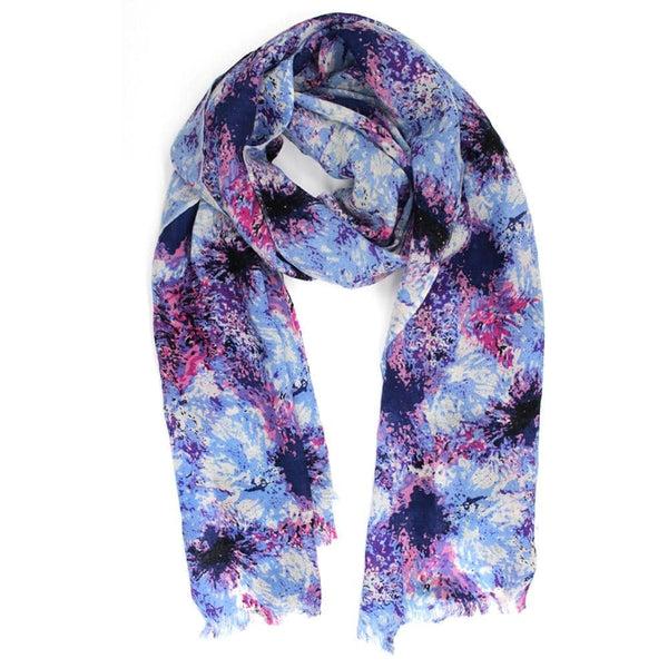 la fiorentina Paint Print Wool Scarf - Blue