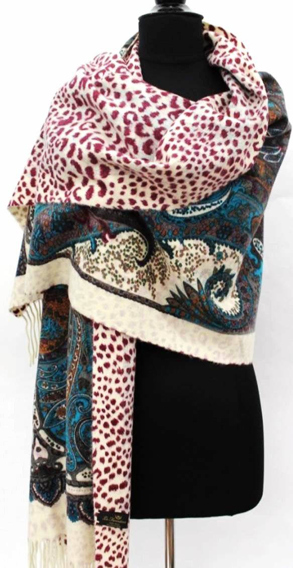 La Fiorentina Paisley Animal Print Reversible Wrap