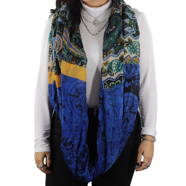 La Fiorentina Paisley Map Infinity Scarf - Blue