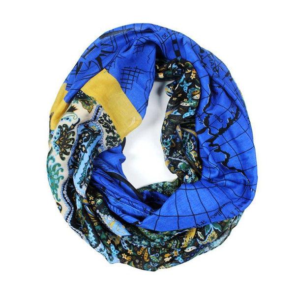 La Fiorentina Paisley Map Infinity Scarf - Blue