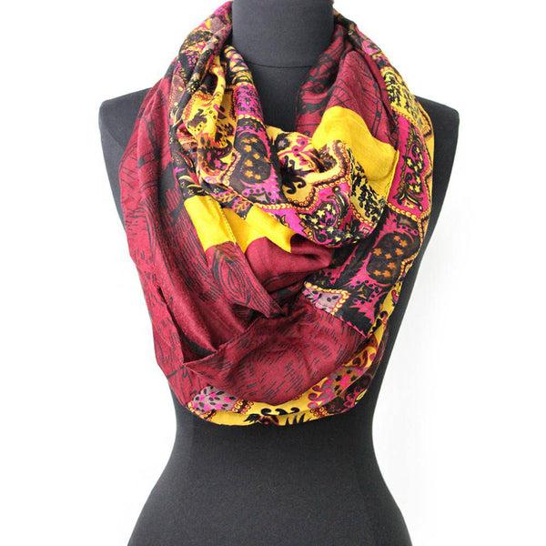 La Fiorentina Paisley Map Infinity Scarf - Red