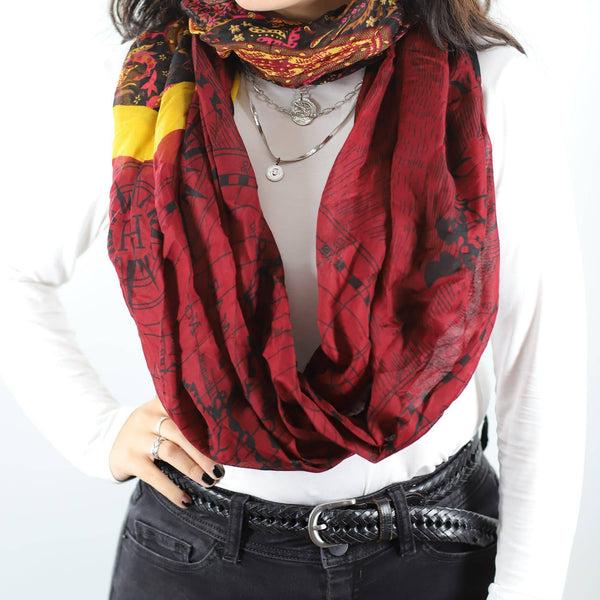 la fiorentina Paisley Map Infinity Scarf - Red