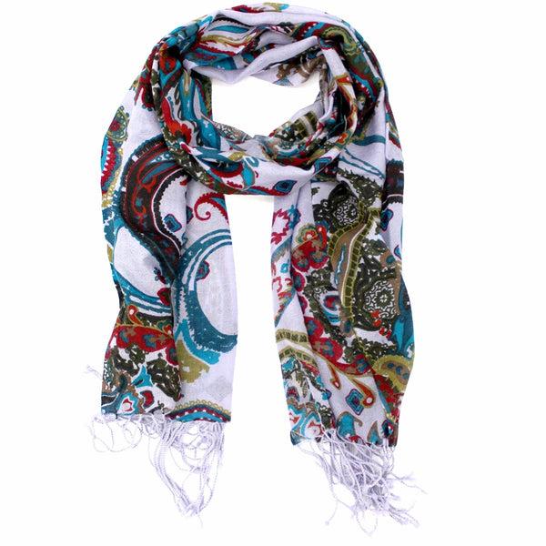 la fiorentina Paisley Print Wool Scarf - Teal