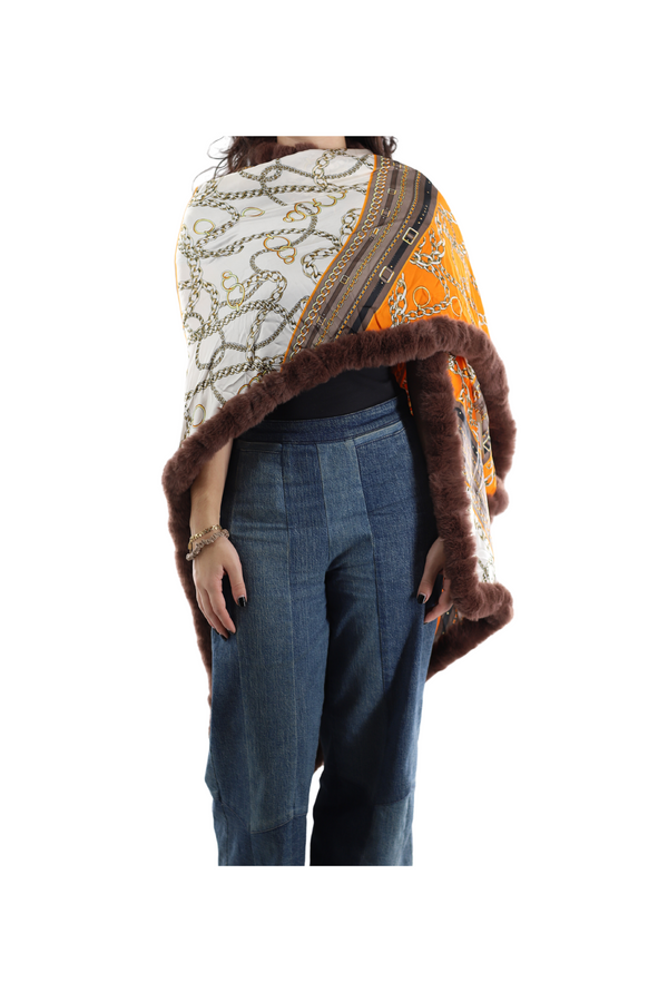 La Fiorentina Paisley Wrap W/ Faux Fur Trim