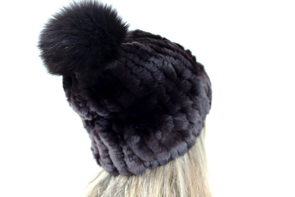 La Fiorentina Plush Rabbit & Mink Beanie - Brown