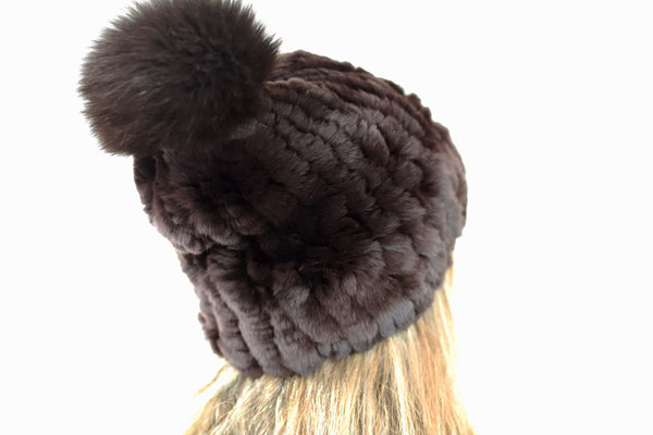 la fiorentina Plush Rabbit & Mink Beanie - Brown