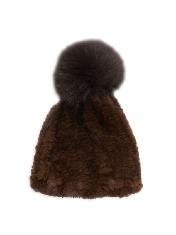 La Fiorentina Pom Pom Mink Beanie