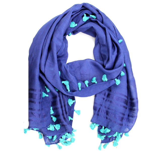 la fiorentina Pom Pom Scarf - Blue