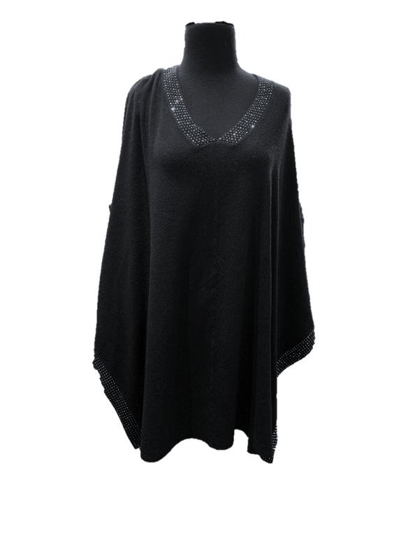 La Fiorentina Poncho With Embellished Neckline
