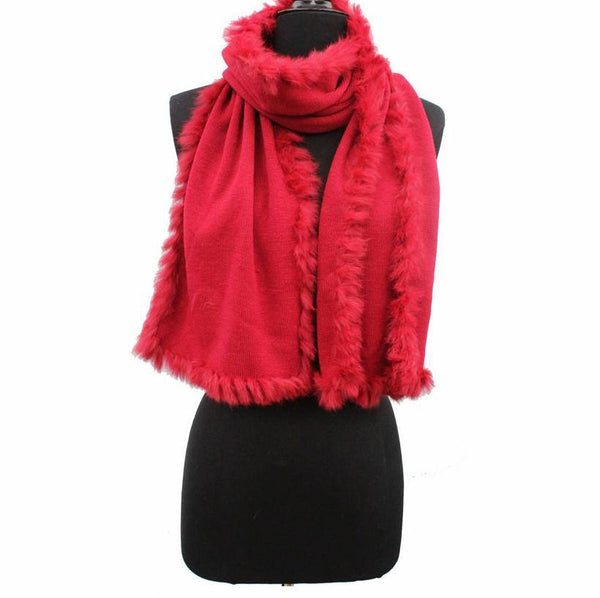 la fiorentina Rabbit Trim Scarf/Muffler - Red